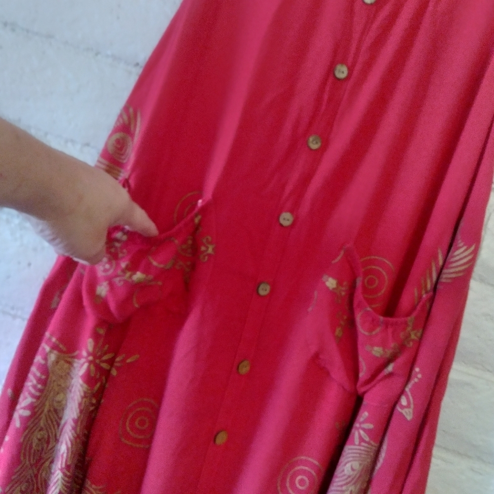 NWOT Asha Fuchsia Sleeveless Fringe Trapeze Dress With Pockets - Picture 7 of 12